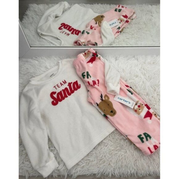 Baby 2-Piece Santa Cotton & Fleece PJs, Size 2T, NWT - Picture 3 of 3